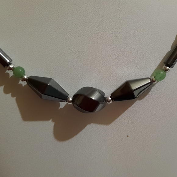 Hematite Necklace set of two, one with Green Aventurine - Picture 3 of 9